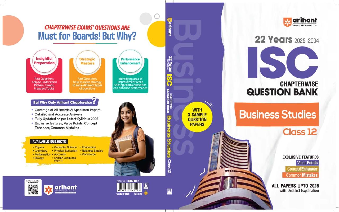 StudyFy CBSE Class 12 Business Studies Question Bank For 2024 Board ...