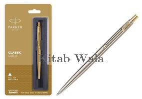 metal-pens/parker-classic-stainless-steel-ball-pen-with-chrome-and-gold-trim