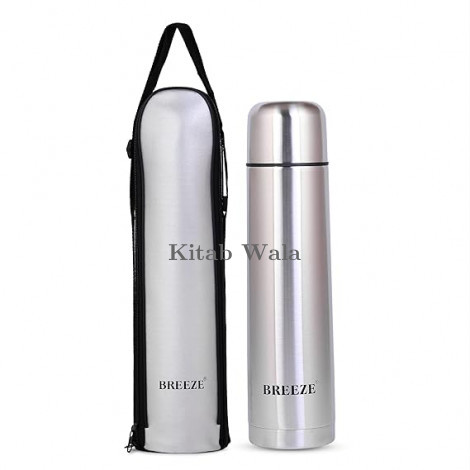 BREEZE Stainless Steel Double Walled Megna Flask, Hot and Cold -1000ml (Silver)