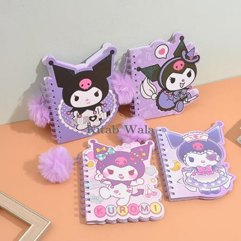MaruHub Kuromi Spiral Notebook with Fluffy  Kawaii Diary for Kids Cute Stationery Gift