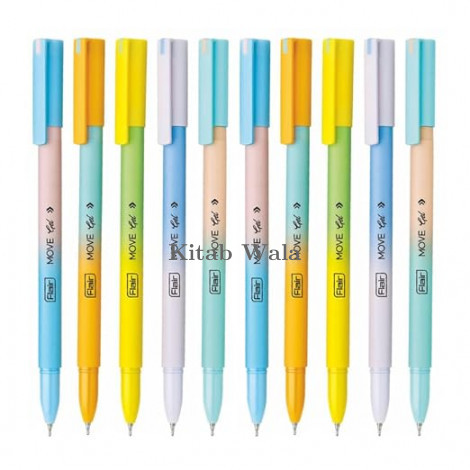 FLAIR Move Gel Pen | l Body Colors |  Blue,Black,Red Ink, Set Of 10