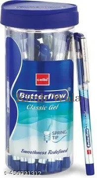 Cello Butterflow Gel Pen (Pack of 20, Ink Color - Blue)