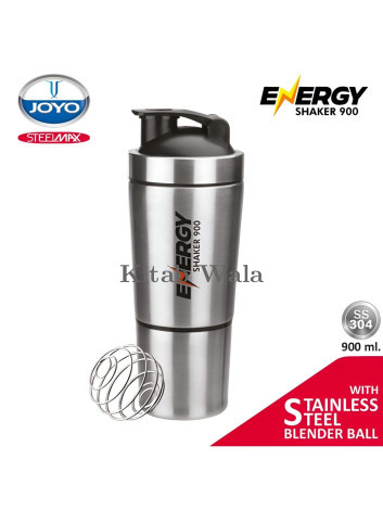 Stainless Steel Shaker Bottle with Blender Mixer Ball (Steel Shaker Bottles for Gym, 900ml)