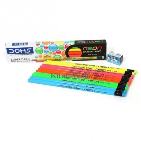 Doms Neon Eraser Tipped Super Dark Pencil 20 pcs