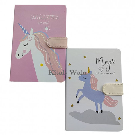 Definite Art Unicorn Cartoon Print Premium Diary Notebook with Leather Magnetic Closure 260 Page