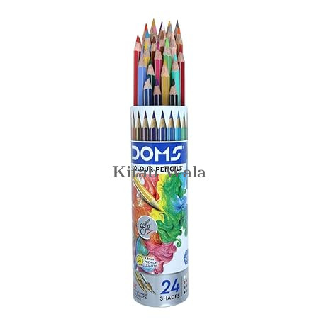 Doms Colour Pencil Round Tin Pack 24 Shades, Ink Multicolor