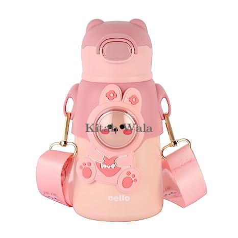 Funz Hot & Cold Stainless Steel Kids Water Bottle, 550ml, Pink