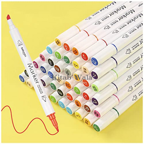 Permanent Marker Pens 18 Colors Set Dual Tip Colouring Pens Markers