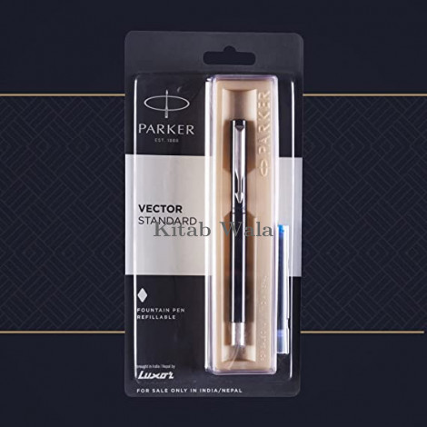 Parker Vector Standard Fountain Pen (Black body) with free 1 cartridge