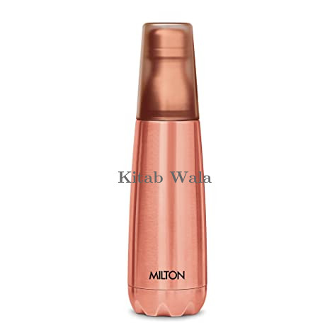 Milton Vertex 1000 Thermosteel Water Bottle with Unbreakable Plastic Tumbler, 1000 ml, Peach
