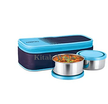 Milton Nourish Stainless Steel Lunch Box (2 Containers) 300 ml, Cyan