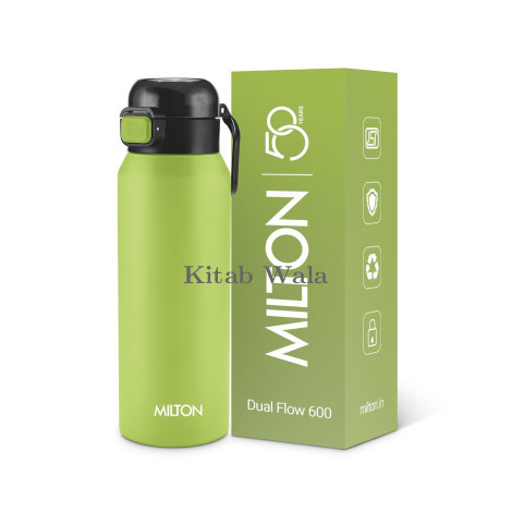 Milton Dual Flow 600 Thermosteel Water Bottle  with one Touch Safety Lock, Leak Proof