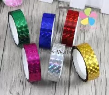 Colorful Decorative Adhesive Glitter Tape ( PACK OF 6 ) 1 INCH