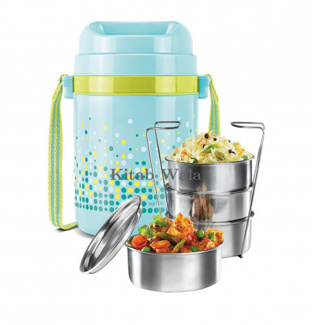 Milton Pioneer 4 Stainless Steel Tiffin Box, Set of 4, 300 ml, Cyan