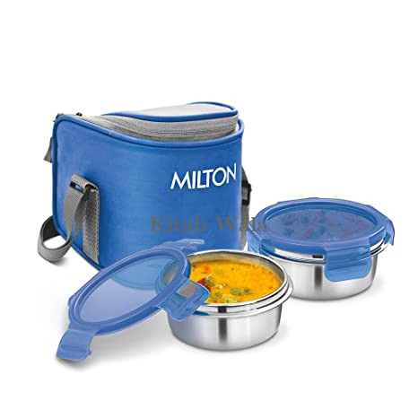 Milton Cube 2 Lunch Box, 300 ml, Set of 2, Blue (Stainless Steel)