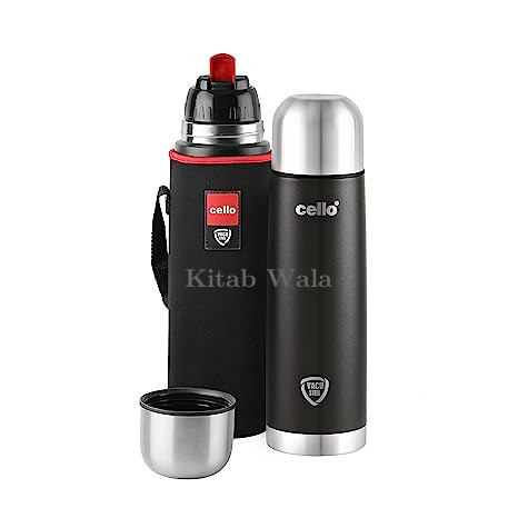 CELLO Duro Flip Double Walled Water Bottle With Durable Dtp Coating And Thermal Jacket-750ml