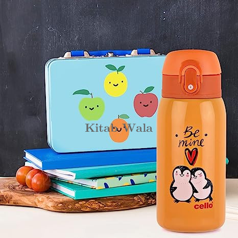 Cello Junior Stainless Steel, Double Walled, Vacusteel Water Flask,375 ml, Orange