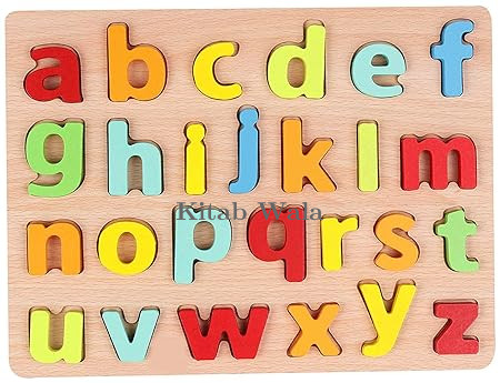 Wooden Small Alphabets Letters Learning Educational Tray Toy for Kids | Multi Color