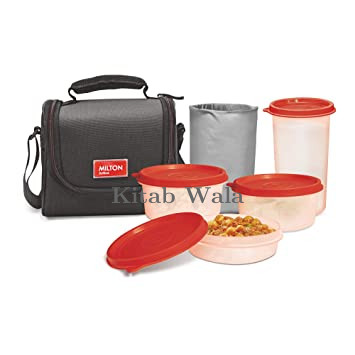 Milton Full Meal 3 Combo 4 Pc Lunch Pack with Glass, Black