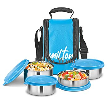 Milton Tasty 4 Stainless Steel Lunch Box, Cyan