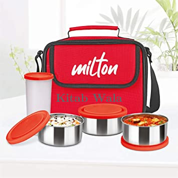 Milton New Steel Combi Lunch Box, 3 Stainless Steel Containers