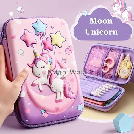 AMP CREATIONS Branded 3D Embossed Unicorn Design EVA Hardtop Pencil