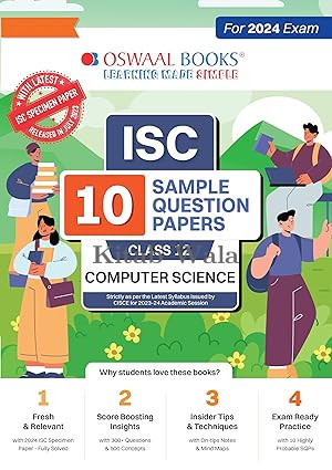 Oswaal ISC 10 Sample Question Papers Class 12 Computer science Hardcover Book For Board Exams 2025