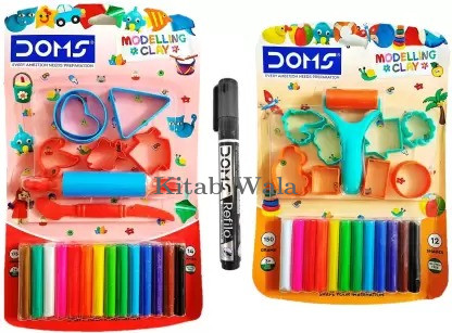 DOMS Multicolour Modelling Clay with Various Moulds (pack of 2)
