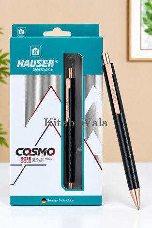 Hauser COSMO Designer Metal Ball Pen with Rose Gold Plated Parts (Blue Ink, Pack of 1)