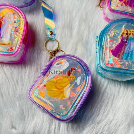 Disney Princess Water Glitter Coin Pouch (Cute Sparkle Purse for Girls)