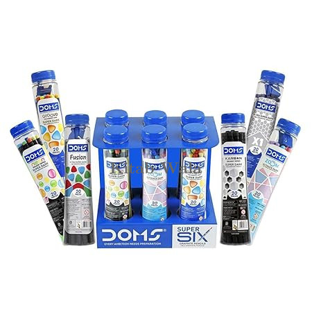 Doms SUPER SIX Graphite Pencils | Box of 6 Different Jars of 20 Pencils Each