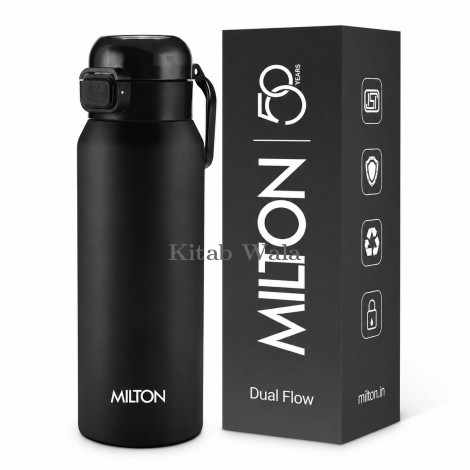 Milton Dual Flow 900 Thermosteel Water Bottle with one Touch Safety Lock, Leak Proof